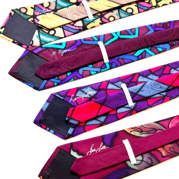 Set of 4 Designer Abstract Silk Ties - Picture 2 of 5